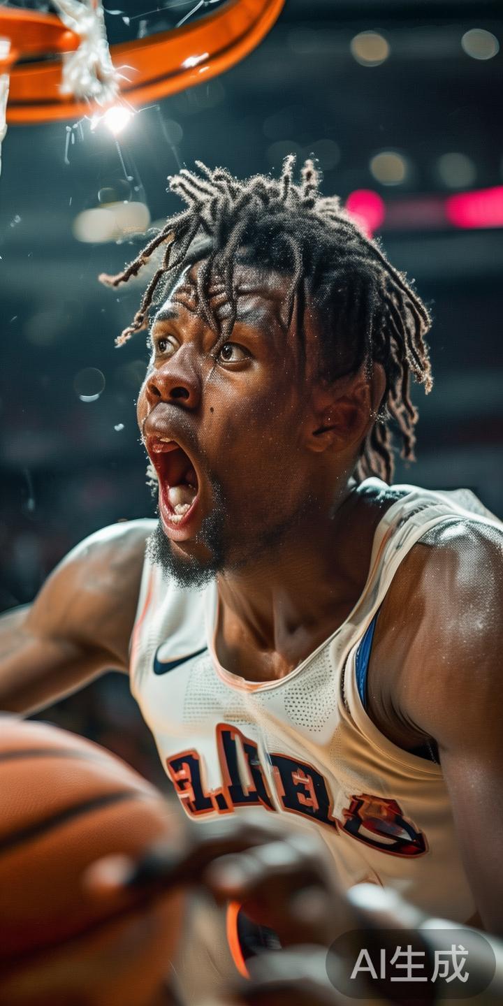 在篮球比赛中，精彩的扣篮和三分球成为比赛的亮点。针